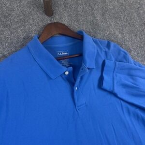 LL Bean Mens XXL Blue Long Sleeve Polo Shirt Traditional Fit 300459 Cotton